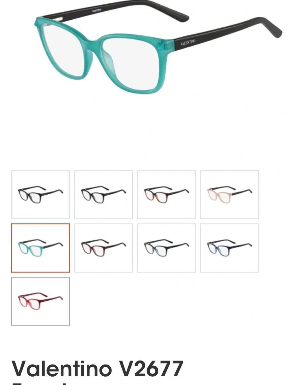 Valentino w/ studs two-Pair Eyeglasses Frame ONLY in Teal and Black/cream